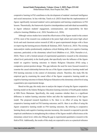 Impact of Jigsaw Cooperative Learning on Elementary Islamic Religious ...