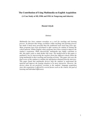 The effect of using multimedia on english skills acquisition | DOC