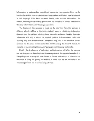 The effect of using multimedia on english skills acquisition | PDF