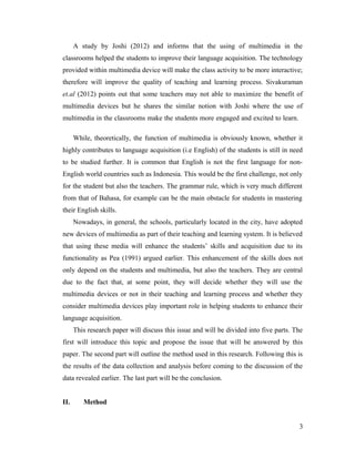 The effect of using multimedia on english skills acquisition | DOC