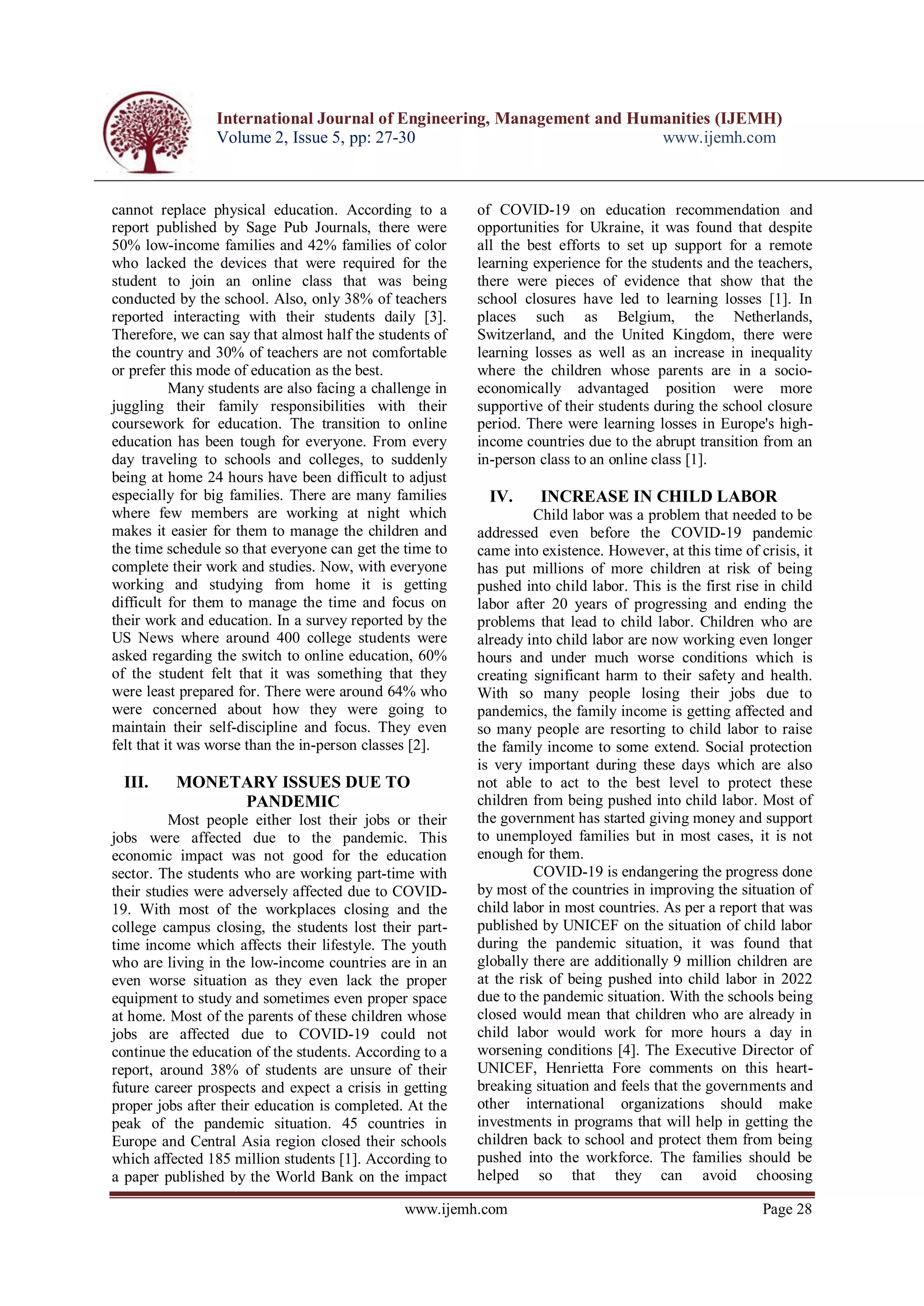 Rudra Tiwari The Effects of COVID 19 on Education | PDF