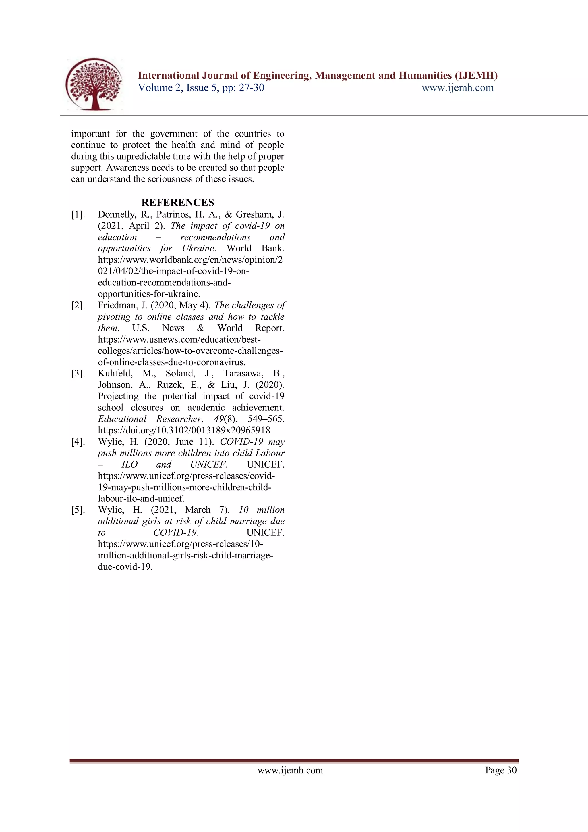 Rudra Tiwari The Effects of COVID 19 on Education | PDF