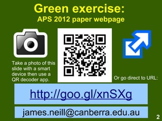 The effects of green exercise on stress, anxiety and mood | ODP
