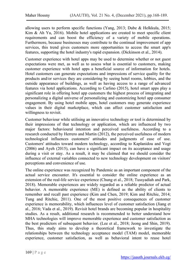 The Effects Of Mobile Hotel Applications mha On Customer