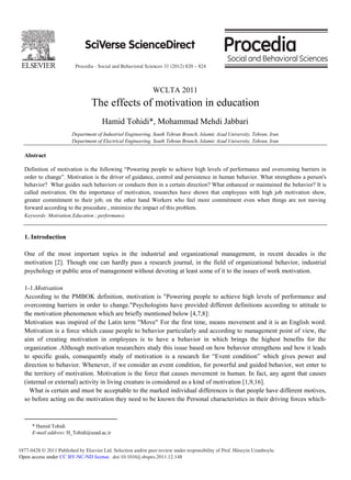 The effects of motivation in education | PDF