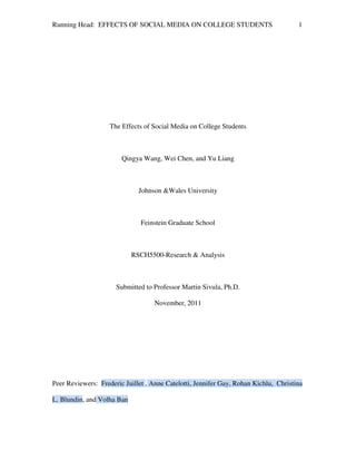 The effects of social media on college students | PDF