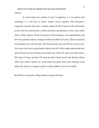 The effects of social media on college students | PDF