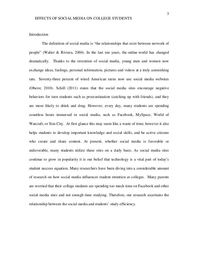 research paper about the effect of social media in students