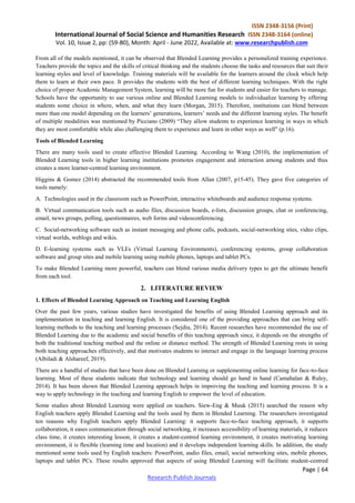 The effects of Using Blended Learning Approach in English Language ...