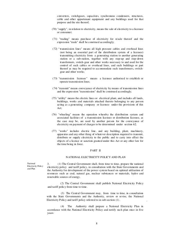 Electricity Supply Act 2003 Pdf
