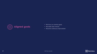3 7
• We focus on common goals
• We make clear choices
• We drive continuous improvement
Aligned goals
02. How we work
 