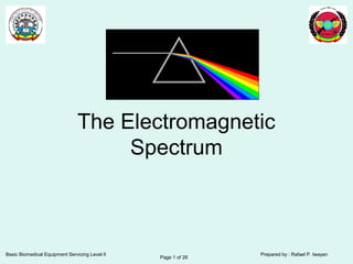Basic Biomedical Equipment Servicing Level II
Page 1 of 26
The Electromagnetic
Spectrum
Prepared by : Rafael P. Iwayan
 