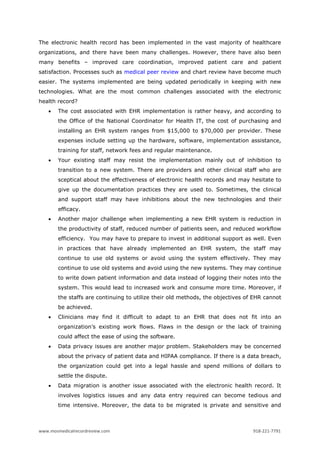 The Electronic Health Record – Challenges and Solutions | PDF