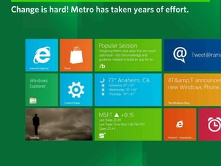 Change is hard! Metro has taken years of eﬀort.
 