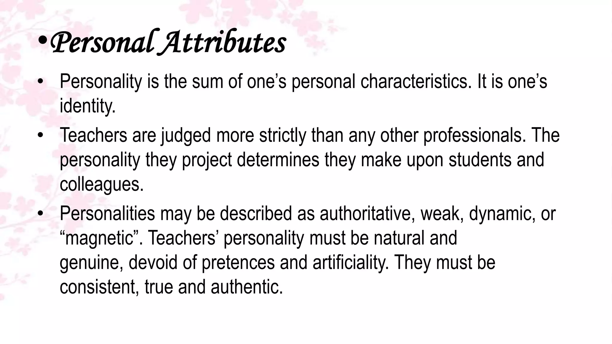 The elements of teaching and learning | PPTX