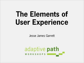 The Elements of
User Experience
   Jesse James Garrett
 