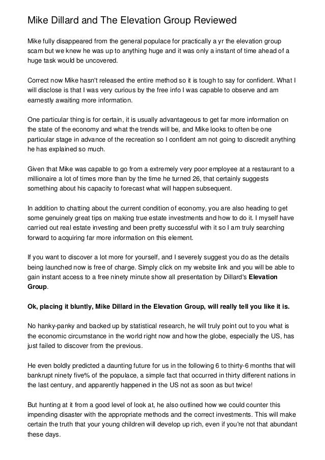 mike dillard and the elevation group reviewed theelevationgroup