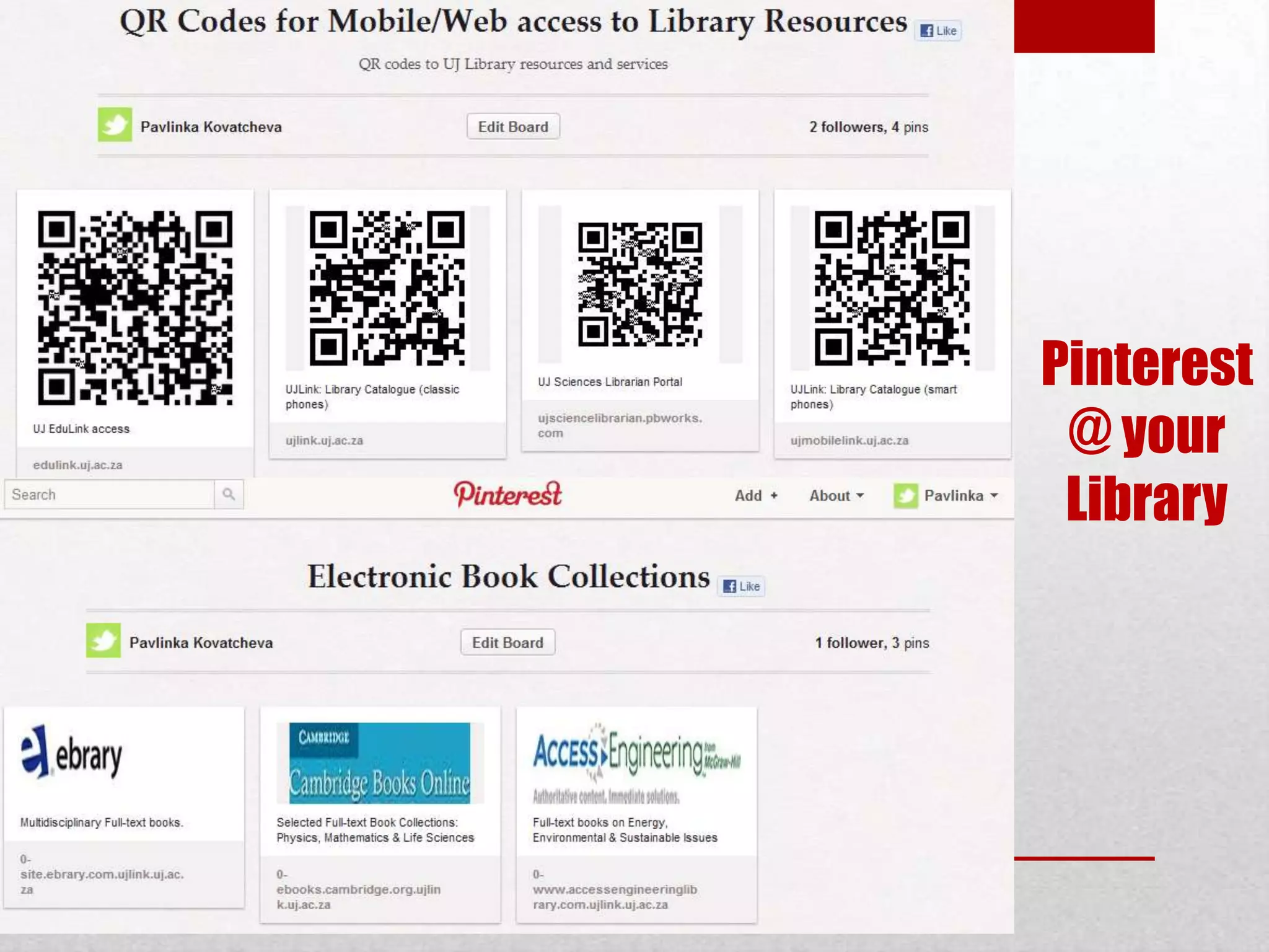 Pinterest
 @ your
 Library
 