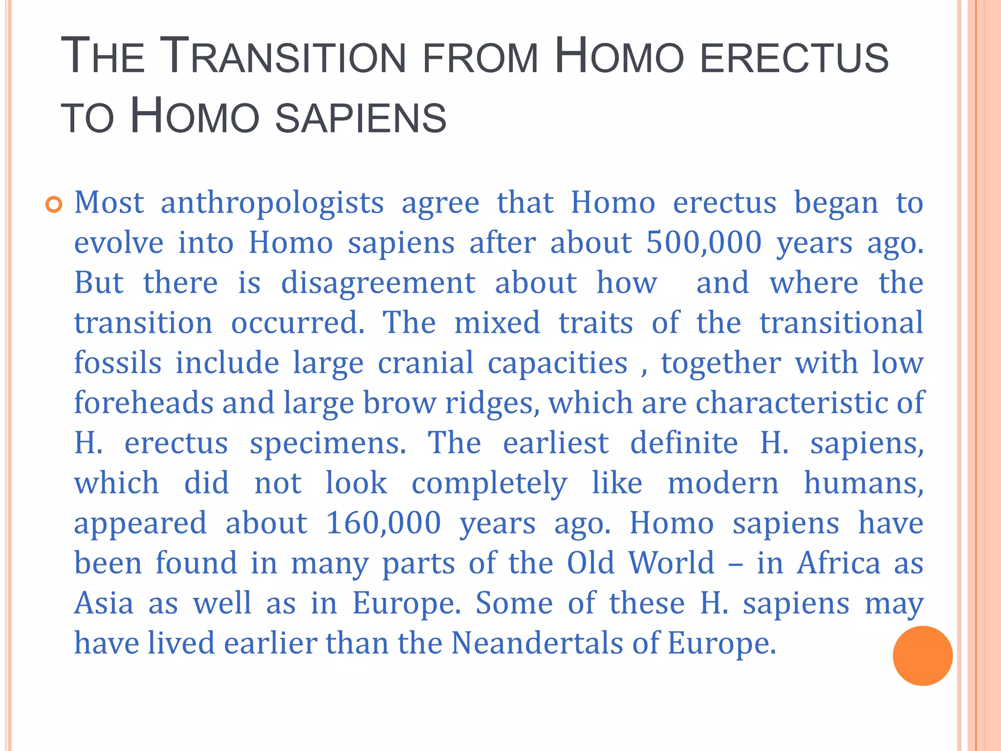 The Emergence Of Homo Sapiens | PPTX