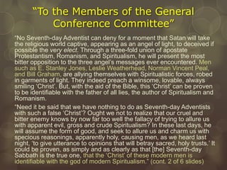 The Emerging Church and the One Project? part 11, The New 1888 Message ...