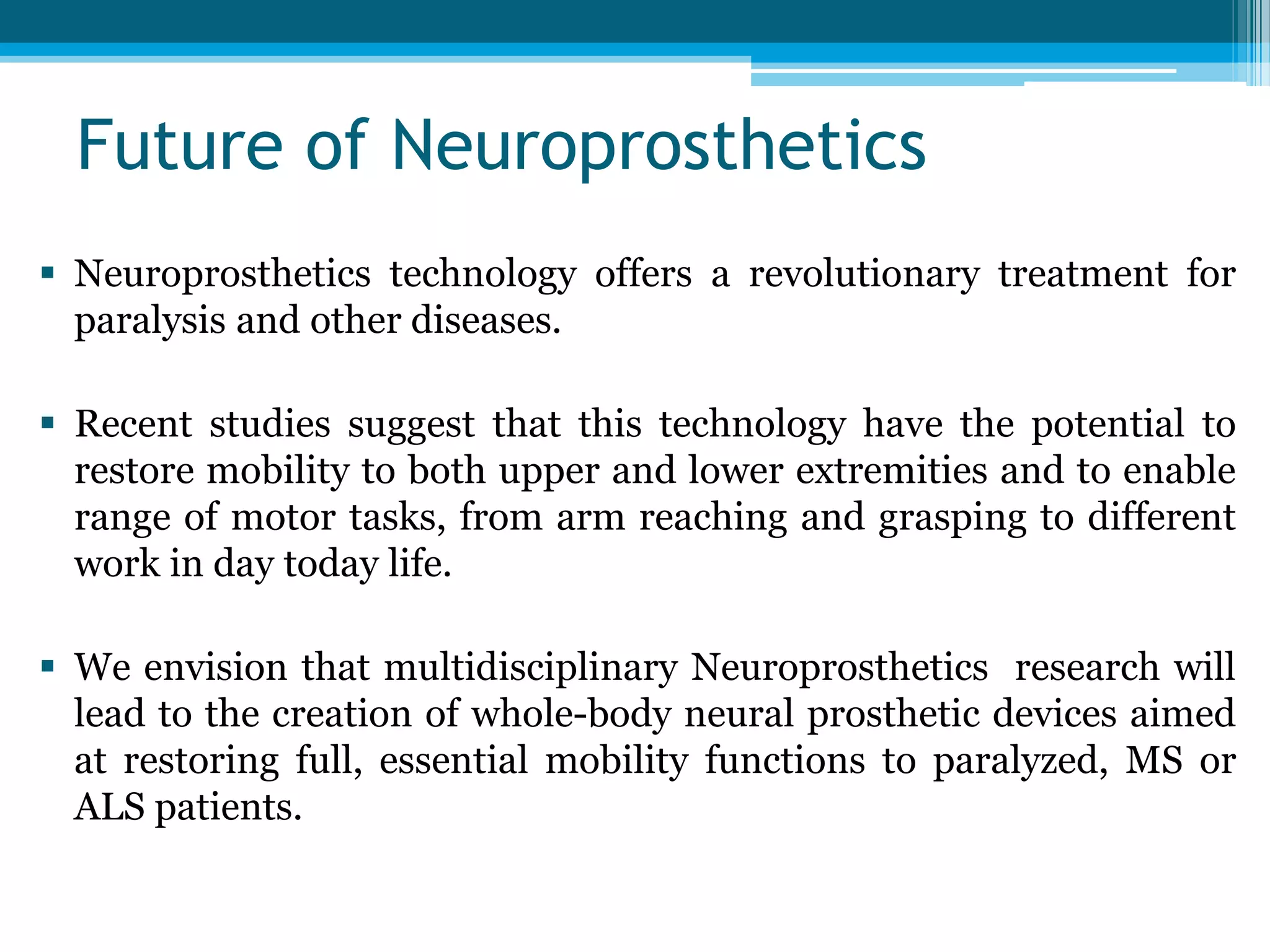 The Emerging World of Neuroprosthetics | PPTX