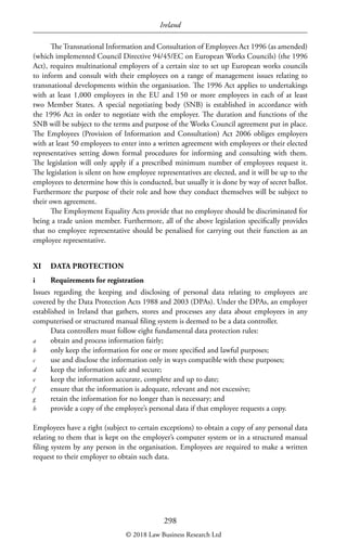 Ireland
298
The Transnational Information and Consultation of Employees Act 1996 (as amended)
(which implemented Council D...
