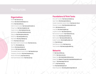 Resources

Organizations   Foundations & Think Tanks




                Networks
 