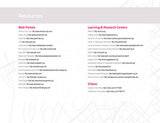 Resources
Web Portals   Learning & Research Centers




              Videos
 