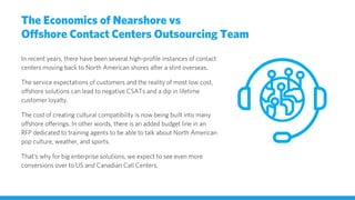 The Economics of Nearshore vs
Offshore Contact Centers Outsourcing Team
In recent years, there have been several high-prof...