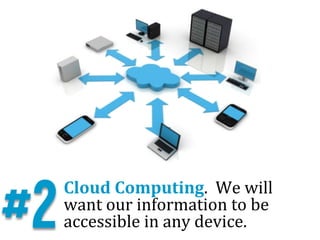 #2
     Cloud	
  Computing.	
  	
  We	
  will	
  
     want	
  our	
  information	
  to	
  be	
  
     accessible	
  in	
 ...
