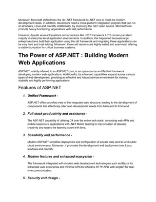 The Enduring Popularity of .NET: From Framework to Core and Beyond | PDF
