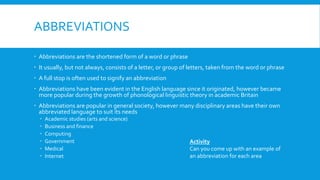 Example Shortened Form The english language powerpoint | PPTX
