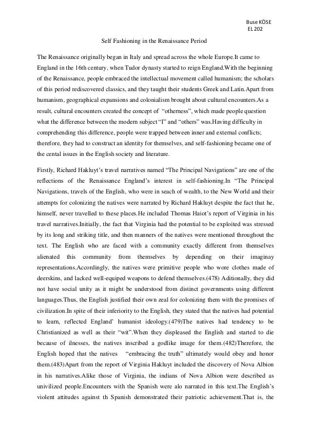 The English Renaissance SelfFashioning