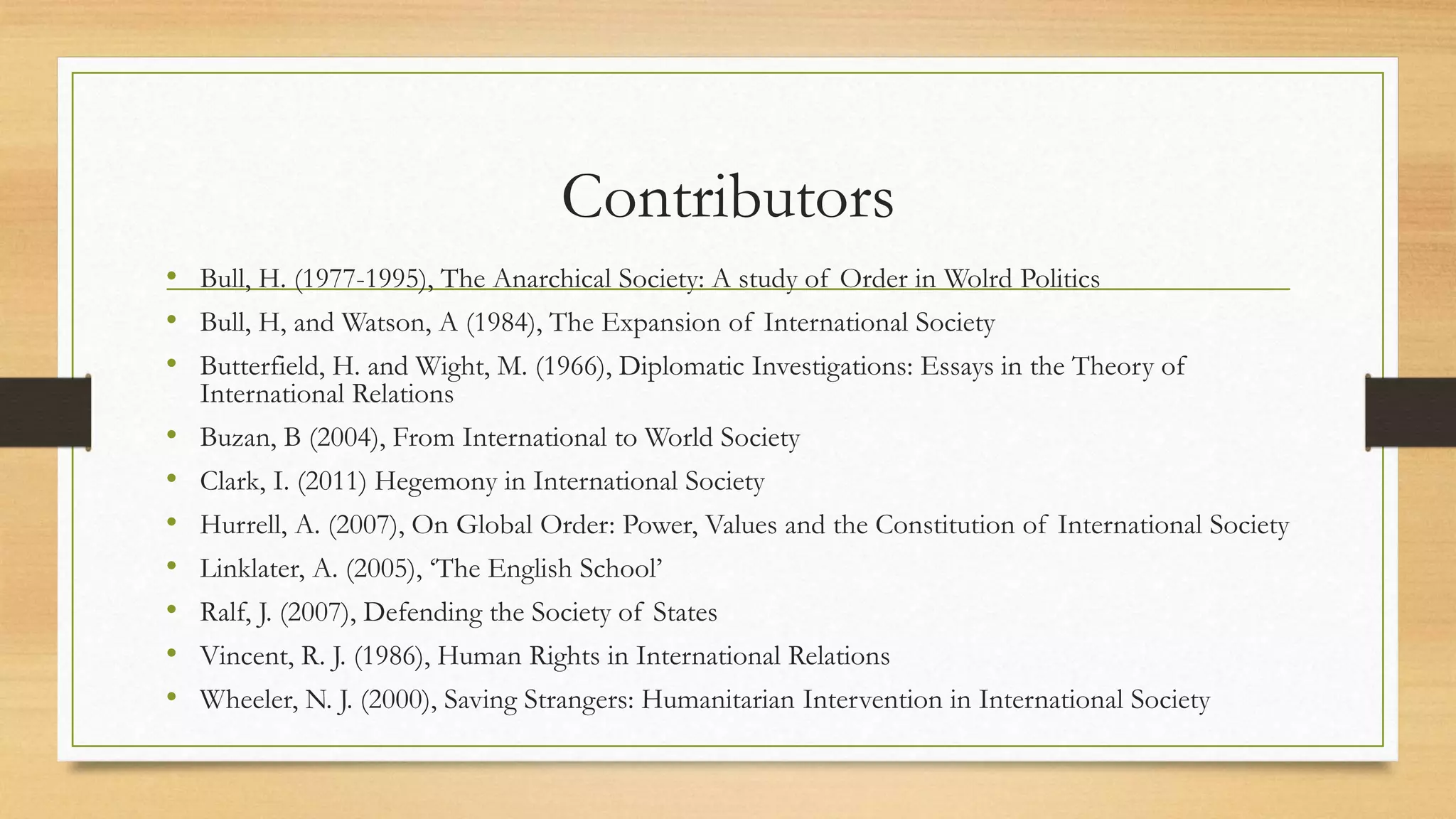 The English school of International Relations | PPTX