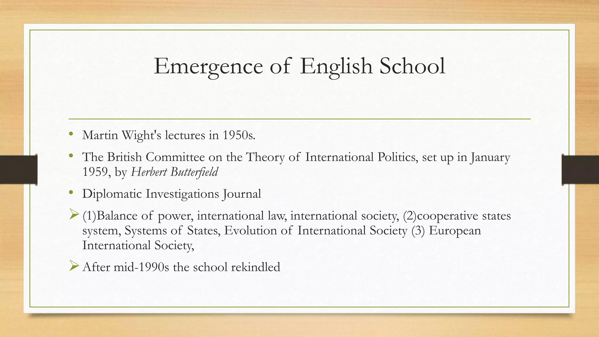 The English school of International Relations | PPTX