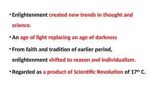 THE ENLIGHTENMENT: Concept, Ideas, Themes and Important Thinkers | PPT