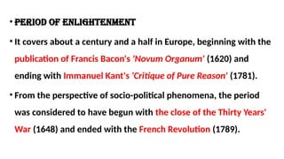 THE ENLIGHTENMENT: Concept, Ideas, Themes and Important Thinkers | PPTX