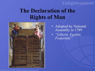 The Declaration of the Rights of Man Adopted by National Assembly in 1789 “ Liberté, Egalité, Fraternité” 