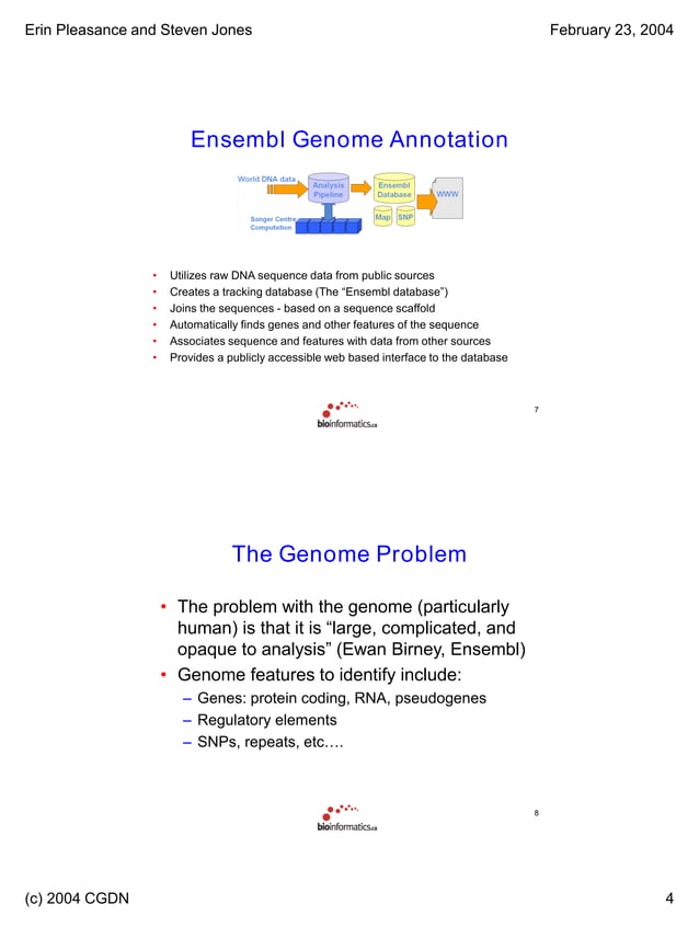 The ensembl database