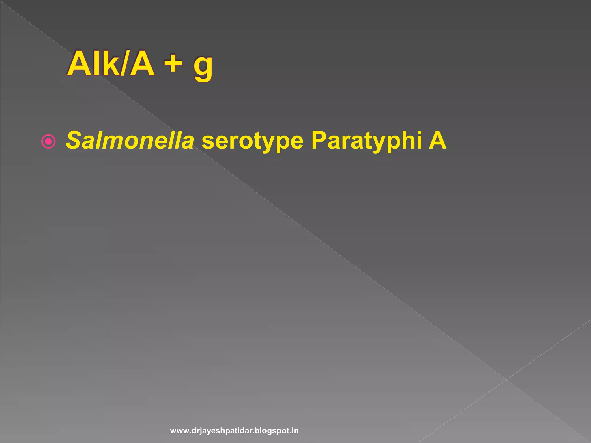  Salmonella serotype Paratyphi A
www.drjayeshpatidar.blogspot.in
 