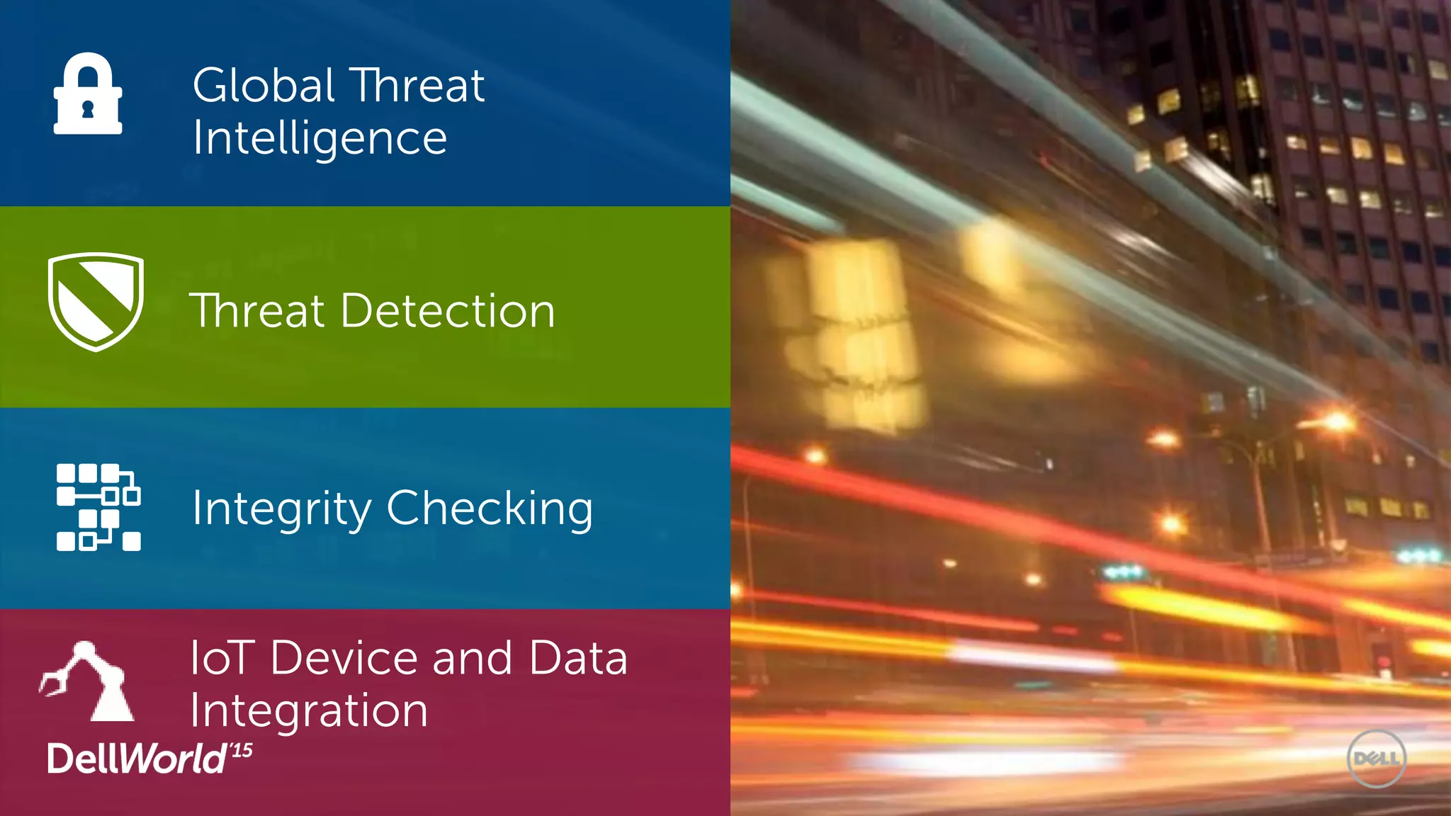 Global Threat
Intelligence
Threat Detection
Integrity Checking
IoT Device and Data
Integration
 
