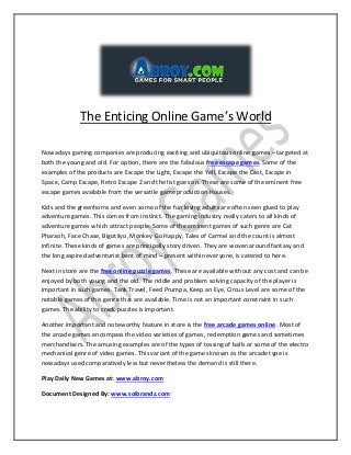 The Enticing Online Game’s World