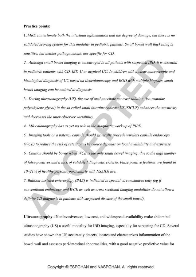 The espghan revised porto criteria for the diagnosis of inflammatory