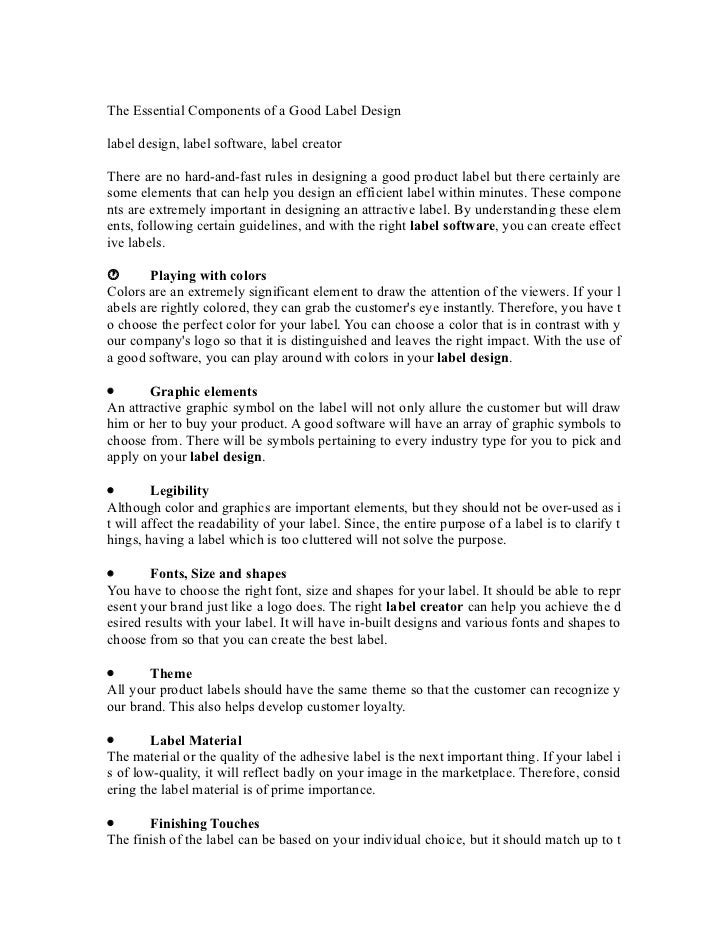 The essential components of a good label design