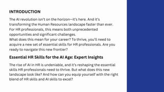 The Essential Skills for HR Professionals in An AI-Driven Future | PDF