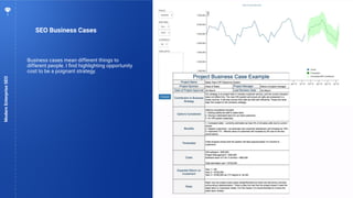 65
SEO Business Cases
ModernEnterpriseSEO
Business cases mean different things to
different people. I ﬁnd highlighting opportunity
cost to be a poignant strategy.
 
