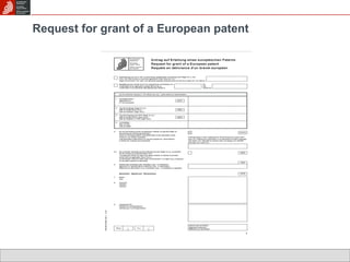 Request for grant of a European patent 
 