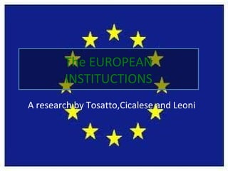 The EUROPEAN
        INSTITUCTIONS
A research by Tosatto,Cicalese and Leoni
 