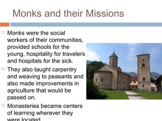 Charlemagne Brings Order to
Europe
 By 800 Charlemagne was the
undisputed ruler of Western Europe.
 What had once been unified territory of
the Roman Empire was once again
under a new central authority, that of
Charlemagne.
 His vast realm encompassed what are now
France, Switzerland, Belgium, and The
Netherlands and included half of present-day
Italy and Germany, and parts of Austria and
Spain.
 By establishing a central government
over Western Europe, Charlemagne
 