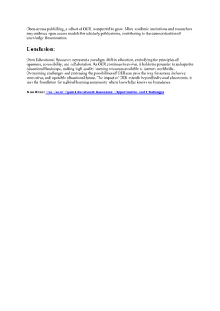 The Evolution and Impact of Open Educational Resources | PDF